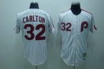 Mitchell And Ness Phillies #32 Steve Carlton Stitched White Red Strip Throwback Jersey