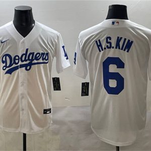 Los Angeles Dodgers #6 H.S.Kim White Cool Base Stitched Jersey