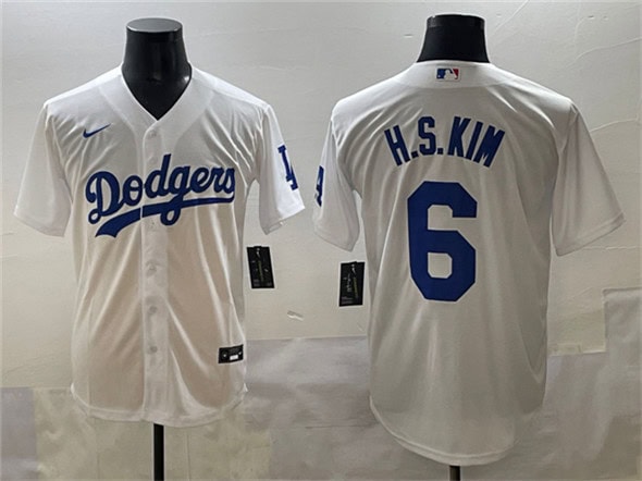 Los Angeles Dodgers #6 H.S.Kim White Cool Base Stitched Jersey