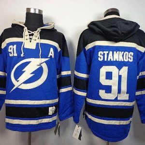Lightning #91 Steven Stamkos Blue Sawyer Hooded Sweatshirt Stitched Jersey