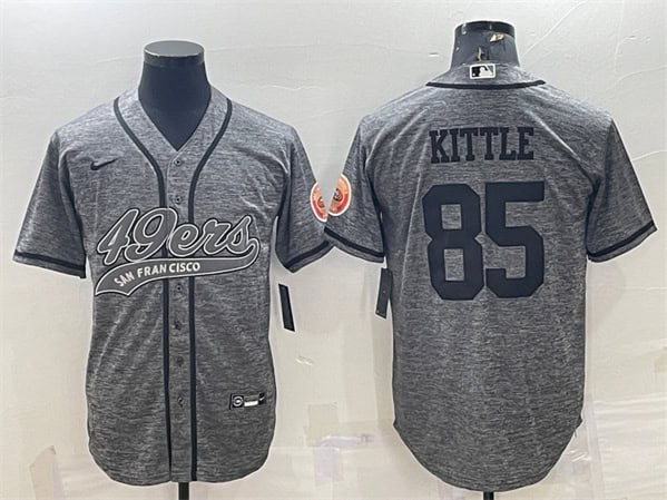 San Francisco 49ers #85 George Kittle Gray With Patch Cool Base Stitched Baseball Jersey