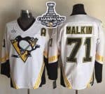 Penguins #71 Evgeni Malkin White CCM Throwback 2016 Stanley Cup Champions Stitched Jersey