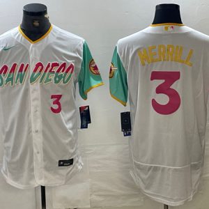 San Diego Padres #3 Jackson Merrill White City Connect Flex Base Stitched Jersey