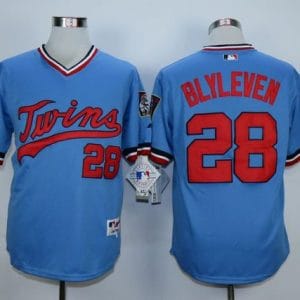 Twins #28 Bert Blyleven Light Blue 1984 Turn Back The Clock Stitched Jersey