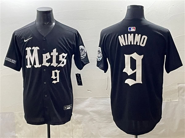 New York Mets #9 Brandon Nimmo Black 'Gotham Gothic Edition' Vapor Premier Limited Stitched Jersey