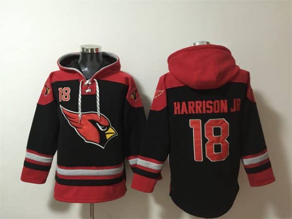 Arizona Cardinals #18 Marvin Harrison Jr. Black Ageless Must-Have Lace-Up Pullover Hoodie