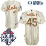 Mets #45 Zack Wheeler Cream(Blue Strip) USMC Cool Base W 2015 World Series Patch Stitched Jersey