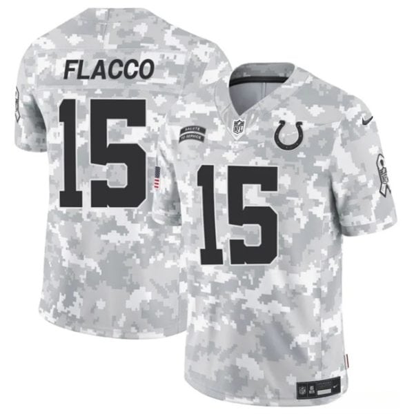 Indianapolis Colts #15 Joe Flacco Arctic Camo 2024 F.U.S.E. Salute To Service Limited Stitched Jersey