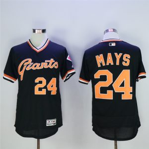San Franciscoc Giants #24 Willie Mays Black Throwback Stitched Jersey