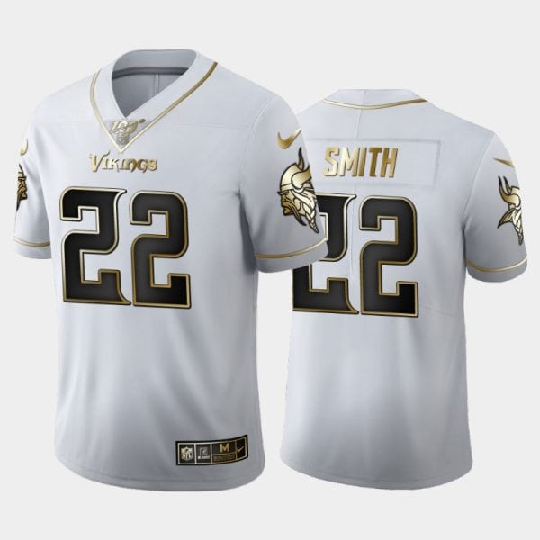 Minnesota Vikings #22 Harrison Smith White 2019 100th Season Golden Edition Limited Stitched Jersey