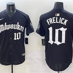 Milwaukee Brewers #10 Sal Frelick Black 'Gothic 414 Shadows Edition' Vapor Premier Limited Stitched Jersey
