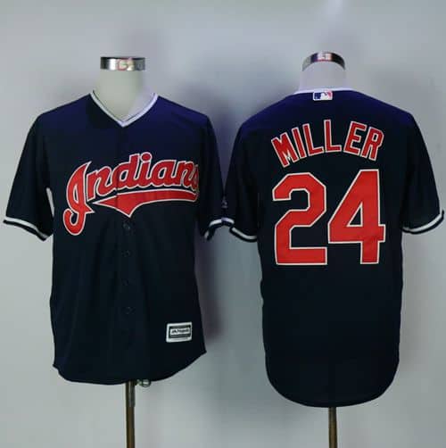 Indians #24 Andrew Miller Navy Blue New Cool Base Stitched Jersey