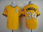 Mitchell And Ness Athletics #34 Rollie Fingers Yellow Throwback Stitched Jersey