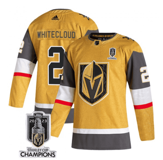 Vegas Golden Knights #2 Zach Whitecloud Gold 2023 Stanley Cup Champions Stitched Jersey