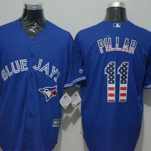 Blue Jays #11 Kevin Pillar Blue USA Flag Fashion Stitched Jersey