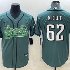 Philadelphia Eagles #62 Jason Kelce Green With Patch Cool Base Stitched Jersey