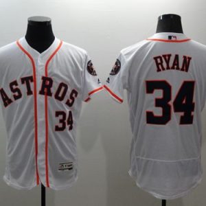 Astros #34 Nolan Ryan White Flexbase Authentic Collection Stitched Jersey