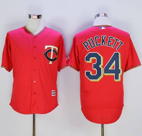 Twins #34 Kirby Puckett Red New Cool Base Stitched Jersey