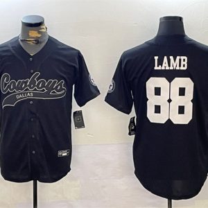 Dallas Cowboys #88 CeeDee Lamb Black With Patch Cool Base Stitched Jersey