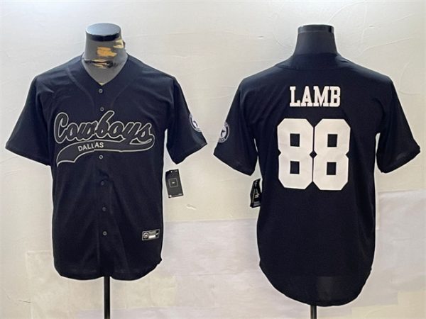 Dallas Cowboys #88 CeeDee Lamb Black With Patch Cool Base Stitched Jersey