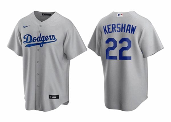 Los Angeles Dodgers #22 Clayton Kershaw Grey Stitched Jersey