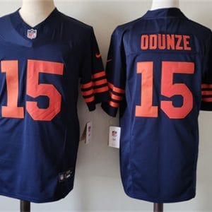 Chicago Bears #15 Rome Odunze Navy 2024 Draft Color Rush F.U.S.E. Vapor Stitched Jersey