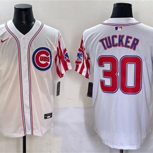 Chicago Cubs #30 Kyle Tucker White 2025 Independence Day Vapor Premier Limited Stitched Jersey