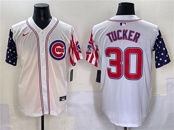 Chicago Cubs #30 Kyle Tucker White 2025 Independence Day Vapor Premier Limited Stitched Jersey