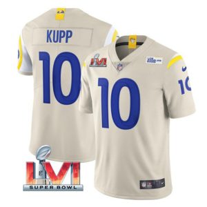 Los Angeles Rams #10 Cooper Kupp Bone 2022 Super Bowl LVI Vapor Limited Stitched Jersey