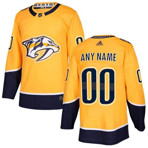 Nashville Predators Custom Gold Stitched Jersey