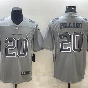 Dallas Cowboys #20 Tony Pollard Gray Atmosphere Fashion Stitched Jersey
