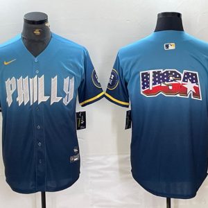 Philadelphia Phillies Blue Team Big Logo 2024 City Connect Limited Stitched Jersey