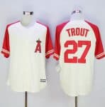 Angels Of Anaheim #27 Mike Trout Cream Red Exclusive New Cool Base Stitched Jersey