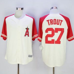 Angels Of Anaheim #27 Mike Trout Cream Red Exclusive New Cool Base Stitched Jersey