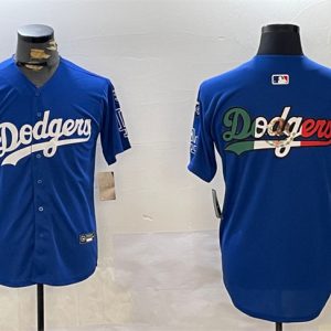 Los Angeles Dodgers Team Big Logo Royal 2024 World Series With Fernando Memorial Patch Alternate Limited Stitched Jersey