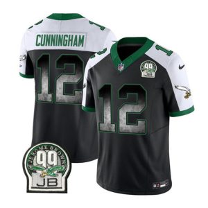 Philadelphia Eagles #12 Randall Cunningham Black White 2023 F.U.S.E. Throwback Vapor Untouchable Limited Stitched Jersey