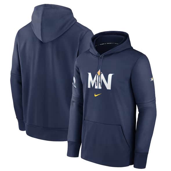 Minnesota Twins Navy 2024 City Connect Collection Practice Performance Pullover Hoodie