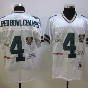 Mitchell And Ness Packers #4 SuperBowl Champs White Stitched Jersey