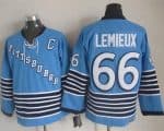 Penguins #66 Mario Lemieux Light Blue CCM Throwback Stitched Jersey