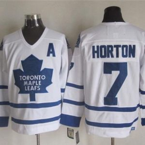 Maple Leafs #7 Tim Horton White CCM Throwback Stitched Jersey