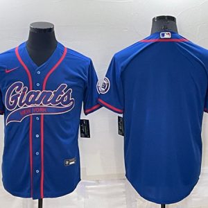 New York Giants Blank Blue Cool Base Stitched Baseball Jersey