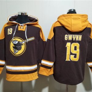 San Diego Padres #19 Tony Gwynn Brown Gold Ageless Must-Have Lace-Up Pullover Hoodie