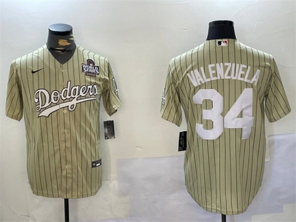 Los Angeles Dodgers #34 Fernando Valenzuela Cream 2024 World Series Cool Base Stitched Jersey