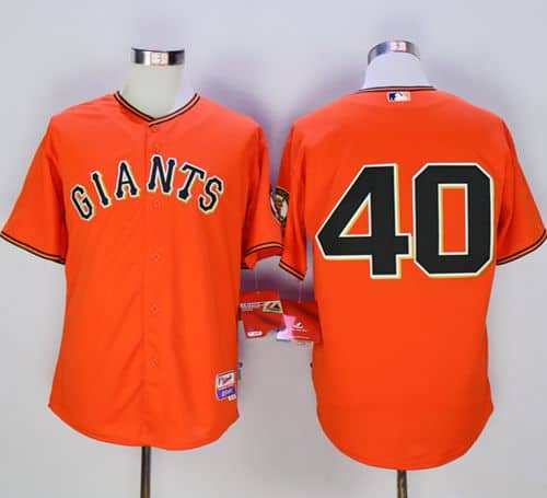 Giants #40 Madison Bumgarner Orange Old Style "Giants" Stitched Jersey