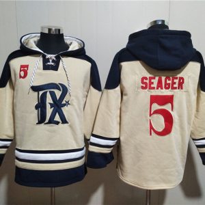 Texas Rangers #5 Corey Seager Cream Ageless Must-Have Lace-Up Pullover Hoodie