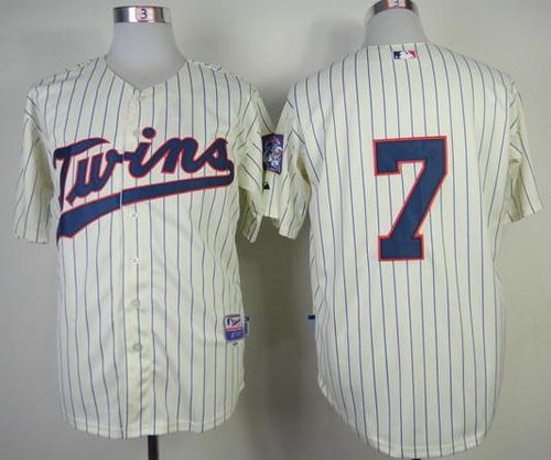 Twins #7 Joe Mauer Stitched Cream Jersey