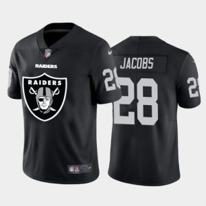 Raiders #28 Josh Jacobs Big Logo Black Limited Stitched Jersey