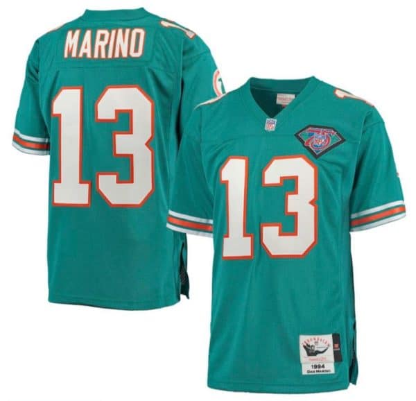 Miami Dolphins Custom Mitchell Ness Aqua Throwback Stitched Jersey