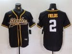 Pittsburgh Steelers #2 Justin Fields Black With Patch Cool Base Stitched Jersey