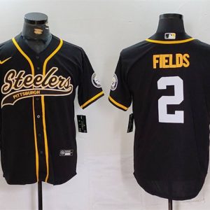 Pittsburgh Steelers #2 Justin Fields Black With Patch Cool Base Stitched Jersey